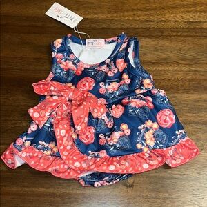 New Pete+Lucy Floral Baby Dress with Bow romper 3-6